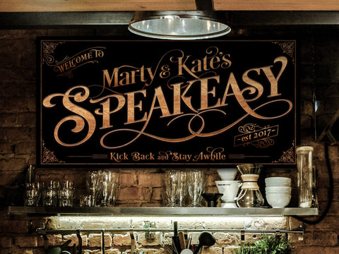 here Canvas Personalized Speakeasy Sign - Canvas! | Custom Speakeasy Family Sign | Farmhouse Sign | Speakeasy Bar Decor | Customized Bar Sign