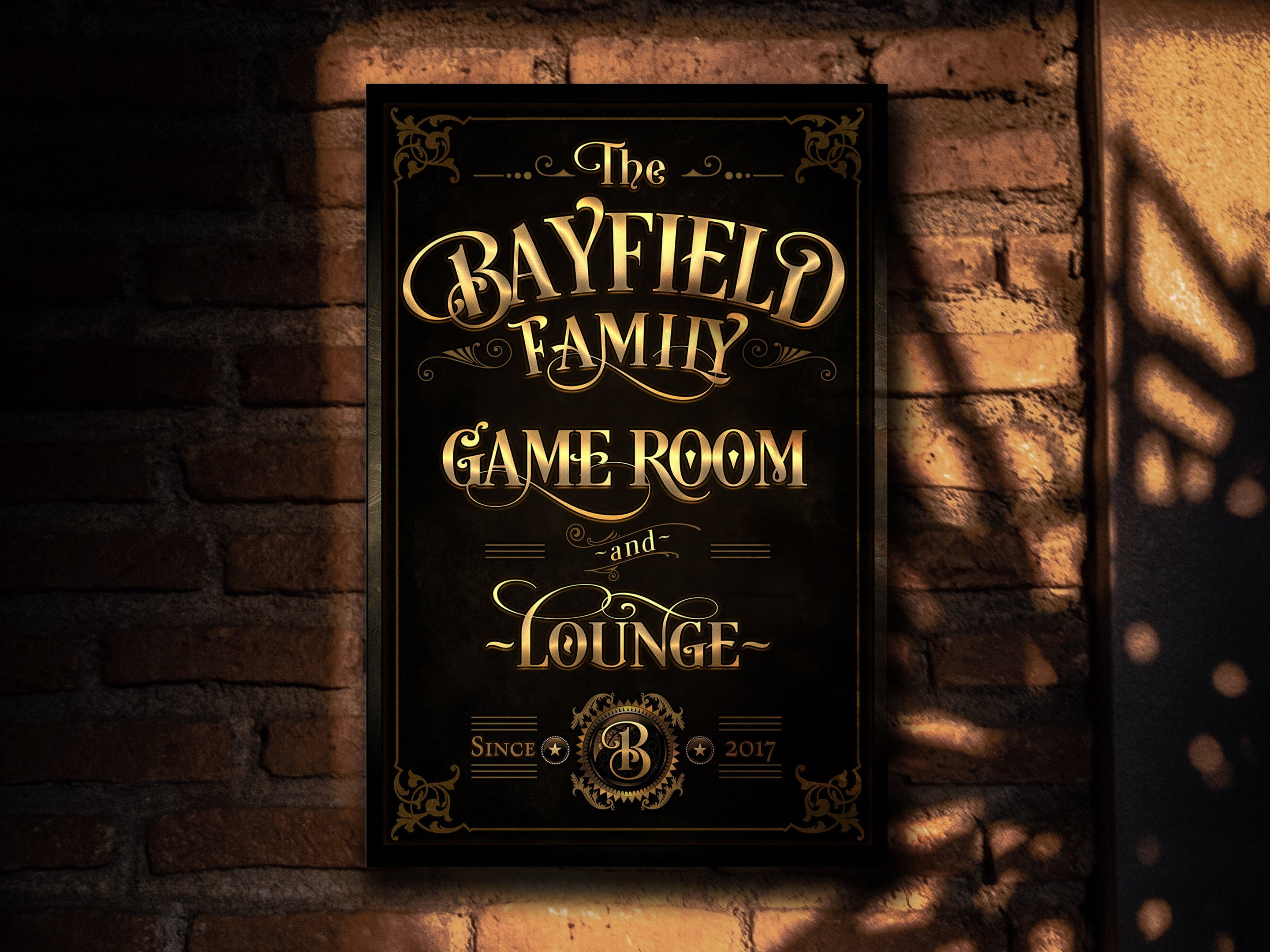 here Canvas Family Game Room Sign, Vertical Bar Wall Decor, Personalized Lounge Sign, Family Lounge Sign, Family Name Lounge, Large Canvas or Metal