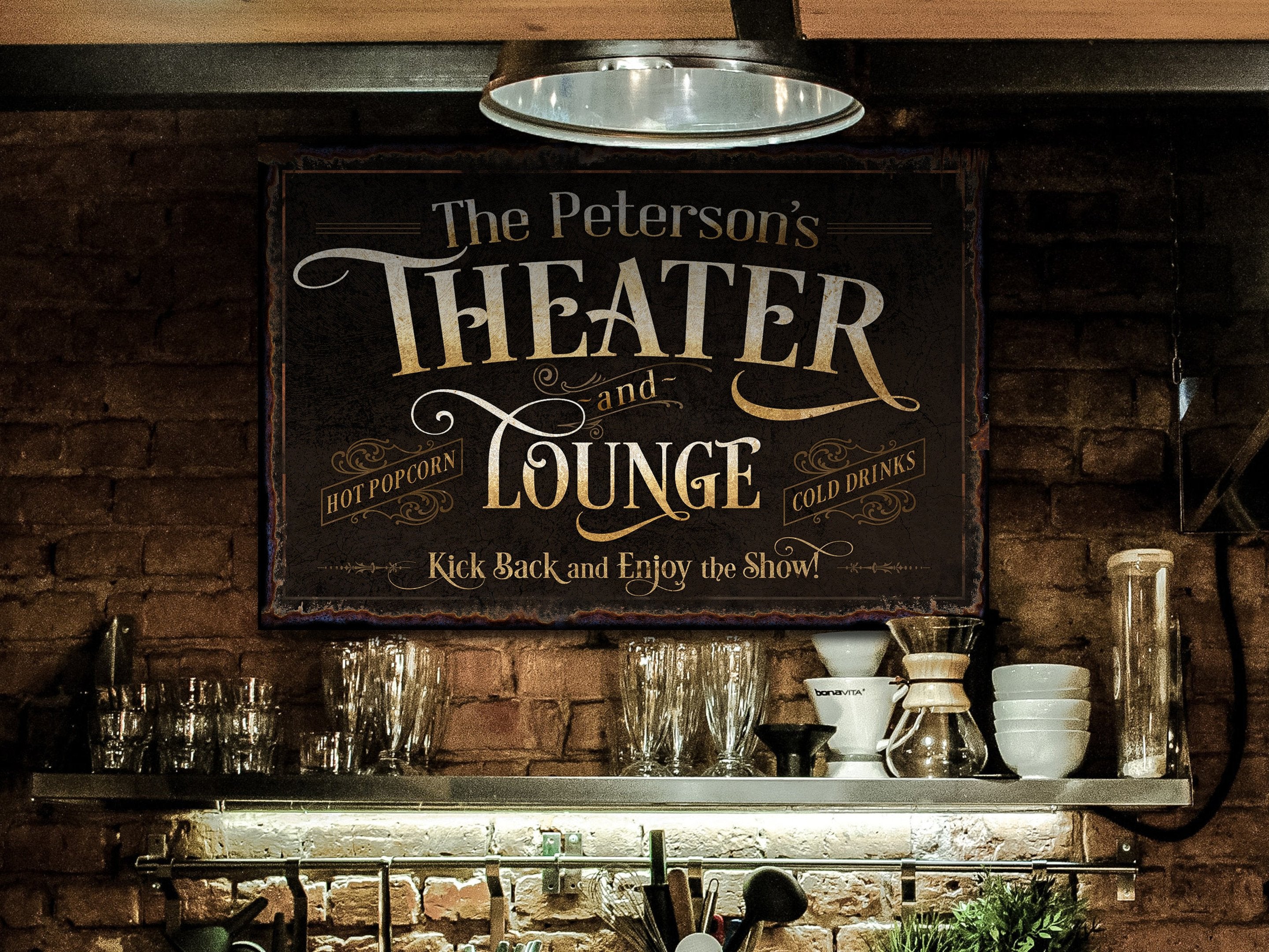 here Canvas Personalized Home Theater Decor | Theater and Lounge Sign | Large Theater Room Decor | Movie Room Sign | Modern Farmhouse | Large Metal Sign