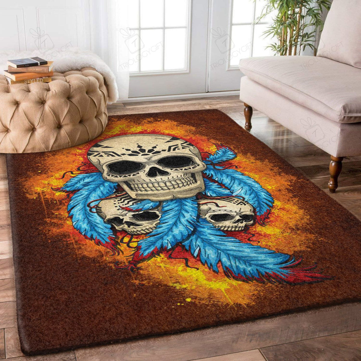 Skull Wi34894 Rectangle Area Rugs Carpet For Living Room, Bedroom, Kitchen Rugs, Non-Slip Carpet Rp125232 Print