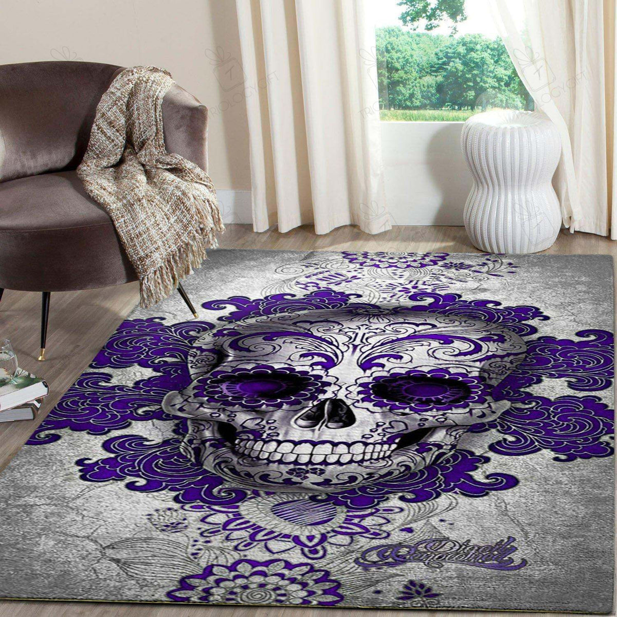 Skull Mat All Over Print Rectangle Area Rugs Carpet For Living Room, Bedroom, Kitchen Rugs, Non-Slip Carpet Rp125227 Print