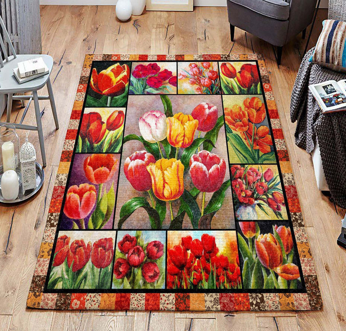 Tulip Rectangle Area Rugs Carpet For Living Room, Bedroom, Kitchen Rugs, Non-Slip Carpet Rp126641 Print