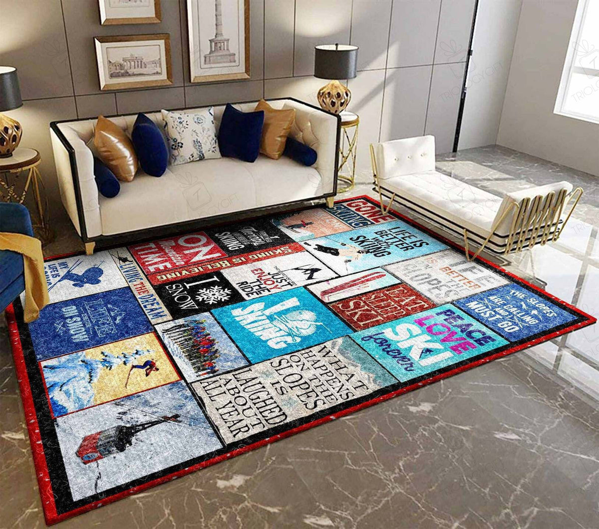 Skiing Rectangle Area Rugs Carpet For Living Room, Bedroom, Kitchen Rugs, Non-Slip Carpet Rp125144 Print