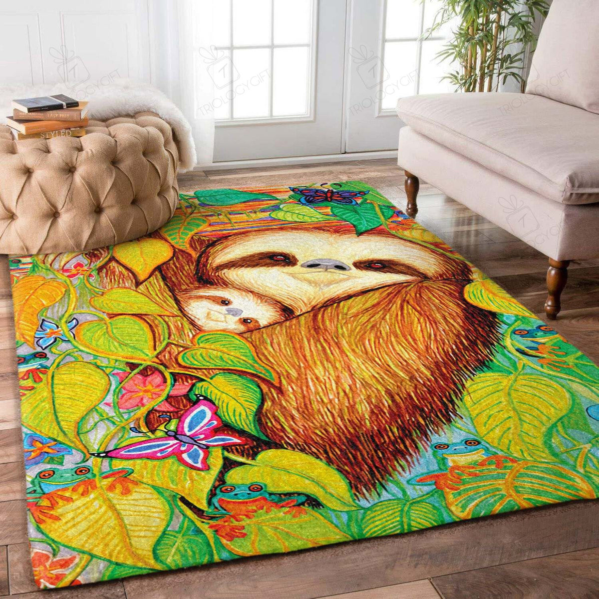 Sloth Is53943 Rectangle Area Rugs Carpet For Living Room, Bedroom, Kitchen Rugs, Non-Slip Carpet Rp125254 Print